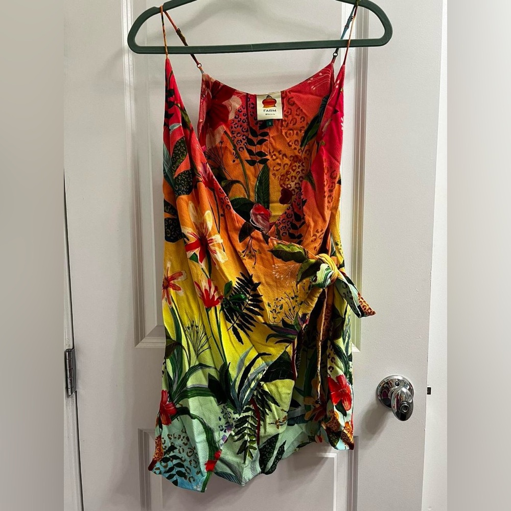 Farm Rio rainbow wrap mini dress - S